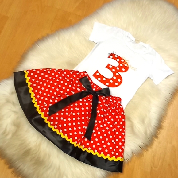 I'm 3.. Two Piece Polka Dot Birthday Photo Shoot Outfit. - Picture 4 of 9